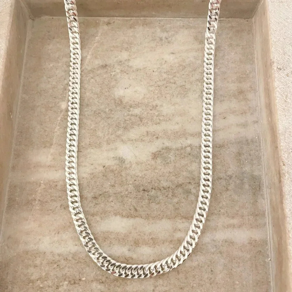 925 Sterling Silver Curb Chain Link Necklace Minimalist Stacking Layer Necklace